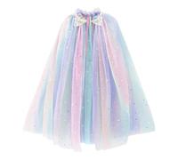 PHOGARY Princess Cape, Colorful Princess Cloak - Sparkling Sequins Tulle Carnival Birthday Party Cosplay Dress Up for Girls (70 cm)