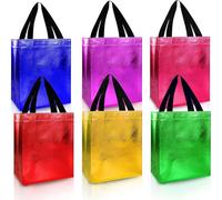 PHOGARY Reusable Gift Bags for Presents - 12 Mix Color Party Bags Bulk Luxury Birthday Gift Bag Medium Size for Women, Non-Woven Shiny Large Party Favor Bags, Reusable Colorful Gift Tote Bag