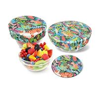 PHOGARY Set of 3 Reusable Food Cover, Elastic Fabric Covers Multi Purpose Food Storage Covers Can Lids Fruit Vegetable Meat Preservation, Jungle Pattern