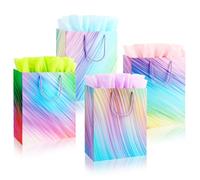 PHOGARY Small Gift Bags for Presents with Tissue Paper, Colorful Gradient Paper Bags with Handles, Rainbow Birthday Gift Bag For Women Men Girls, Baby Shower Wedding Christmas Party Bags (23x18x10cm)