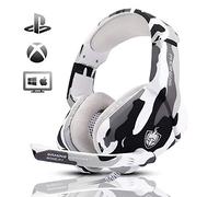 PHOINIKAS Gaming Headset for PS4, Xbox One, PC, Laptop, Mac, Nintendo Switch - 3.5MM Over Ear Headset with Mic, Noise-Cancelling, LED Light, Bass Surround - Camo