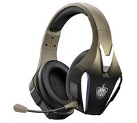 PHOINIKAS Wireless Gaming Headset, 2.4G Gaming Headset for PS4 PS5 PC, Over Ear Headphones with Detachable Mic, 7.1 Stereo Sound, 3.5mm Wired Headset for Xbox One/Phone - Dazzle Gold