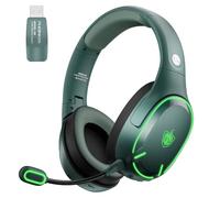PHOINIKAS Wireless Headset, Wireless Gaming Headset, Bluetooth for Mobile Phones/Laptops, 2.4GHz Dongle for PC/PS4/PS5/TV/Switch, Noise Canceling Microphone, LED Light (Dark Green)