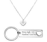 Pholidof Family Love Necklace Daddy's Teengirl Mama's World 3 Piece Necklace Keychain Set For Dad Mom and Daughter I Love You Gift Birthday Father's Day Mothers Day Christmas, Adjustable, Stainless