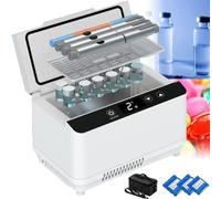 PHOLK Intelligent Insulin Car Refrigeration Case, Portable Insulin Cooler Travel Case with LED Display & Alarm System Double Layer Large Capacity USB Rechargeable, for Storage Diabetic Medicine