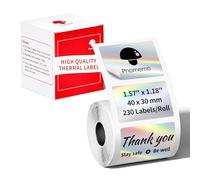 Phomemo 1 Roll 40x30mm Holographic Sticker Silver Thermal Labels for M120 M220 M110 M421 M250 Label Printer, Multifunctional Square Self-Adhesive Label for Barcode, Name, Price, Address, 230 Labels