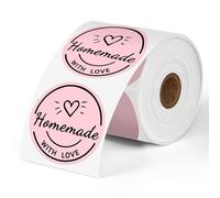 Phomemo 2'' Round Pink Thermal Labels - 750 Labels/Roll, Compatible with Munbyn, Polono Printers, BPA-Free, Self-Adhesive for Logo, Code, DIY 50 x 50 mm