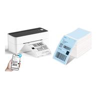 Phomemo 241BT Bluetooth Thermal Label Printer & 500 Sheets Blue Fanfold Thermal Shipping Labels