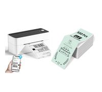 Phomemo 241BT Bluetooth Thermal Label Printer & 500 Sheets Green Fanfold Thermal Shipping Labels