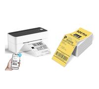 Phomemo 241BT Bluetooth Thermal Label Printer & 500 Sheets Yellow Fanfold Thermal Shipping Labels