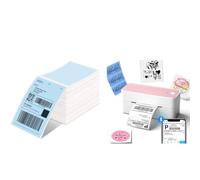 Phomemo 241BT Thermal Label Printer 4x6 & 500Pcs 4 x 6 Inch (100 x 150mm) Blue Fanfold Thermal Shipping Labels, Shipping Label Printer, Compatible with Android,IOS and PC, Compatible with Royal Mail