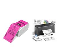 Phomemo 241BT Thermal Label Printer & 500 Sheets 4 x 6 Inch (100 x 150mm) Rose Fanfold Thermal Shipping Labels, Compatible with Royal Mail, Hermes, Etsy, Shopify, Amazon, FedEx, UPS