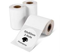 Phomemo 3 Rolls M110 50x50mm Round Labels Self-Adhesive Multi-Use Round Labels for Phomemo M110/M200/M220/M120/M221 Label Printer,140 Labels/Roll,3 Pack