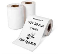 Phomemo 3 Rolls M110 Label, 1.97"x3.15" (50x80mm), 300 Labels, White Rectangular Thermal Labels for Phomemo Printers