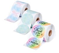 Phomemo 3 Rolls M110 Thermal Transfer Labels Round - Multifunctional Self-Adhesive Labels, 3 Rolls 1.57 x 1.57 Inches (50 x 50 mm) Colourful Round Labels, 140 Labels/Roll, Total 3 Rolls