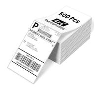 Phomemo 4 x 6 Inch (100 x 150mm) White Fanfold Thermal Shipping Labels, Self-Adhesive Direct Thermal Labels, Compatible with Royal Mail, DPD, Hermes, Amazon, Shopify, Etsy, UPS, FedEx, 500 Sheets
