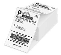 Phomemo 4 x 6'' Inch Direct Thermal Labels Fanfold Shipping Labels White Compatible with 241BT/D520BT/B246D /344Wi-Fi Label Printer Address Label and Ebay, Amazon, Royal Mail, White, Pack of 500