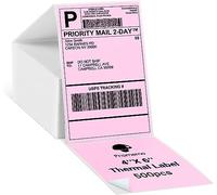 Phomemo 4"x6" Direct Thermal Shipping Label, Pack of 1000 4x6 Thermal Labels Fanfold - for Shipping Labels,Mailing,Address, Product Logo, Barcode Labels,Strong Adhesive (Pink)