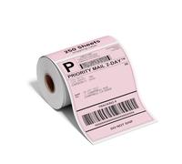 Phomemo 4x6 (100 x 150mm) Pink Roll Direct Thermal Shipping Labels, Self-Adhesive, Compatible with Phomemo Label Printer, Royal Mail, DPD, Amazon, Shopify, Etsy, UPS, FedEx, 250 Sheets Per Roll