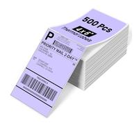 Phomemo 4x6 (100 x 150mm) Purple Fanfold Thermal Shipping Labels, Self-Adhesive Direct Thermal, Compatible with Phomemo Label Printer, Royal Mail, DPD, Amazon, Shopify, Etsy, UPS, FedEx, 500 Sheets