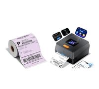 Phomemo 4x6 Bluetooth Thermal Label Printer with Built-in Label Holder & 250 Sheets 4 x 6 Inch (100 x 150mm) Purple Direct Thermal Shipping Labels, Compatible with Royal Mail, DHL, DPD
