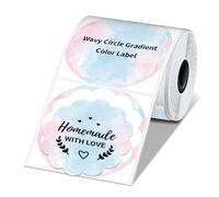 Phomemo 50x50mm Wavy Round Labels 1 Roll, Self-adhesive Colour Stickers for Phomemo M120 M220 M421 M110 M250 M150 Label Maker for Tag, Gift Labels, Name, Address, 140 Labels/Roll, Multicolour Gradient