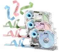 Phomemo A30 P15 Exclusive Ribbon Tape,Mix Color Satin Ribbon,3 Packs | Fabric Ribbons Refills for Gift Wrapping, Light Blue, Light Pink, Light Green Ribbon Labels, 12mm x 5m