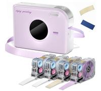 Phomemo A30 Ribbon Label Maker, Retro Label Printer, Bluetooth Ribbon Printer Machine with 4 Tapes, Inspiration Button and Gift Bag for Home School Ribbon, Light Purple