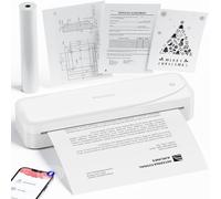 Phomemo A4 Portable Thermal Printer, M833 300DPI Thermal Printer Compatible with Phone & Laptop, Inkless Mobile Printer for Home Use, Business Trip, Office, Educators, Designers, Students - White