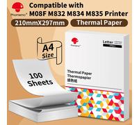 Phomemo A4 Thermal Printer Paper Letter Paper Quick-dry Continuous Paper Suitab for M832/M833/M834/M835 Portable Printer 2 Rolls