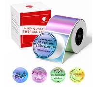 Phomemo Colorful Laser Circle Label Compatible with Phomemo M110 M220 M221 M108 M100 M150 M250 M260, for Printing Logos, Price, Name, Address, 50mm*50mm, Yellow/Green/Purple/Blue (140 Labels, 1 Roll)
