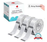 Phomemo D30 Label Tape, Clear Sticker Thermal Paper Self-Adhesive Label Maker Tape, Black on Transparent, 14mm x 30mm (0.55 x 1.18 Inch) 210 Labels/Roll, 3-Roll
