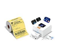 Phomemo D420D Shipping Label Printer with Touchable Screen & 250Pcs Yellow Direct Thermal Shipping Labels, Thermal Printers for Small Business, Compatible with Royal Mail