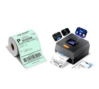 Phomemo D420D Thermal Printers & 250 Sheet 4 x 6 Inch Green Direct Thermal Shipping Labels, Shipping Label Printer with Touchable Screen, Compatible with Royal Mail, DHL, DPD