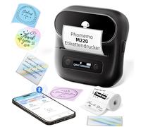 Phomemo Label Printer - M220 Label Printer Labelling Device, Thermal Bluetooth Label Printer, Update Label Manufacturer, 80 mm, for Barcode, Address, Home, Office, Small Business