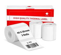 Phomemo Labels for M110/M120/M220/M221 Label Printer, Thermal Labels for Barcode, Address, Clothing, Logo, Name Tags, Self-Adhesive Direct Thermal Labels 40x30mm(1.57"x1.18") 3 Roll