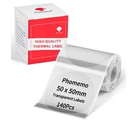 Phomemo Labels，Sticker Labels for Phomemo M110 M200 M120 M220 Label Printer, Round Strong Self-Adhesive Labels, Clear Paper for Barcode, Qr Code,Name,Gift,50mm X 50mm 140Pcs/Roll, (AY5050-140TT)