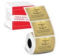 Phomemo Logo Sticker 2" Gold Round Self-Adhesive Direct Thermal Labels for Phomemo M110 M220 M221 M108 M100 M150 M250 M260, for Printing Logos, for Labelling Household Items