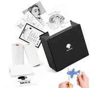 Phomemo M02 Mini Printer, Black, Monochrome, Mobile Printer, 203 DPI, Bluetooth & USB, 3 Label Rolls Included