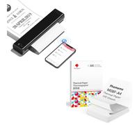 Phomemo M08F A4 Black Portable Printer Bundle with 110 Sheets A4 Folding Thermal Paper, Wireless Bluetooth Mobile Printer for Travel, Car, Office & Home, Inkless Printing, Support Android/iOS/Laptop