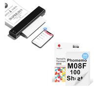 Phomemo M08F A4 Black Portable Printer Bundle with 210 Sheets A4 Duplex Thermal Paper, Wireless Bluetooth Mobile Printer for Travel, Car, Office & Home, Inkless Printing, Support Android/iOS/Laptop