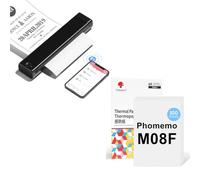 Phomemo M08F A4 Black Portable Thermal Printer Bundle with 110 Sheets A4 Thermal Paper, Wireless Bluetooth Mobile Printer for Travel, Car, Office & Home, Inkless Printing, Support Android/iOS/Laptop