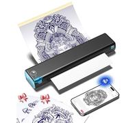 Phomemo M08F Tattoo Stencil Printer, Portable Thermal Tattoo Printer | Bluetooth Stencil Printer for Beginners & Artists, Tattoo Machine Compatible with Phone & PC, with 10pcs Paper, Black Blue