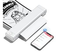 Phomemo M08F Thermal Printer - Portable Wireless A4 Mobile Printers for Home Use Office, Bluetooth Inkless Printer Compatible with Laptops & Smartphone, White