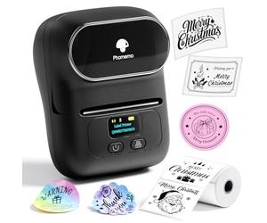Phomemo M110 Label Maker Machine, Bluetooth Thermal Label Printer for Home, Kitchen, School, Office Organization, Thermal Sticker Printer Compatible with Android & iOS Phone, Black