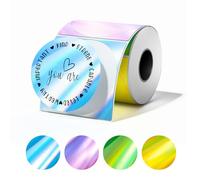 Phomemo M110 M108 M100 M120 M200 M220 M221 Round Circle Label - Thermal Labels for Price, Name, Address, Logo, Barcode, 50mm*50mm, Holographic Multicolor (140 Labels, 1 Roll)
