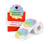 Phomemo M110 M108 M100 M120 M200 M220 M221 Wavy Round Circle Label - Thermal Labels for Price, Name, Address, Logo, Barcode, 50mm*50mm, Purple & Yellow Gradient (1 Roll)