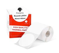Phomemo M110 M108 M100 M120 M200 M220 M221 White Round Label, 1.57"x1.57" (40x40mm) Sticky Thermal Labels Printer Paper, White