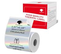 Phomemo M110/M200/M220/M221/M120 Laser Silver Self-Adhesive Labels 40 x 30 mm (1.57 x 1.18 inches), Thermal Labels Paper for Phomemo M110/M200/M220/M221/M120 Label Printer, 230 per Roll (Laser Silver)
