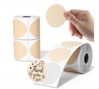 Phomemo M110 Thermal Labels - 1.96"x1.96" (50x50mm) Round Sticker Label Paper, Khaki Color, Compatible with Phomemo M110, M220, M221, M120, M150, M250, M260 Label Makers, 140PCS, 3Rolls